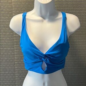 Blue Twist Knot Front Bikini Top